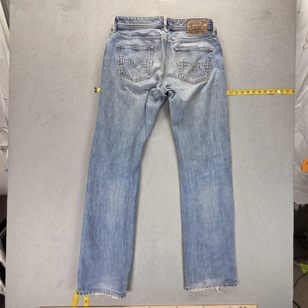 Diesel Jeans Mens 32x34 Blue Larkee Regular Straight Light Wash Button Fly 0073P